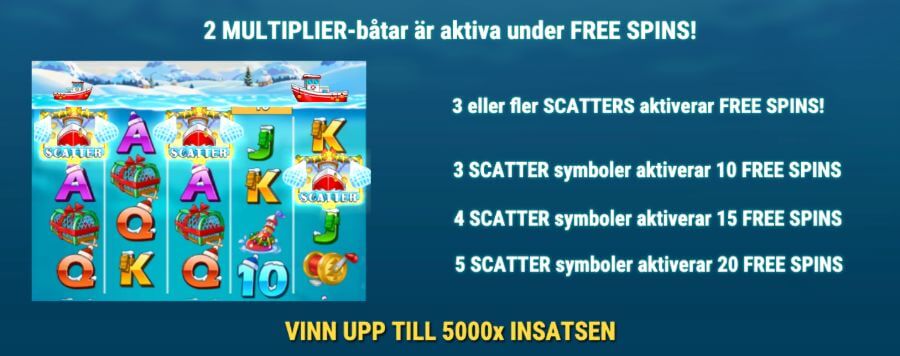 Free spins-läge i Boat Bonanza Christmas