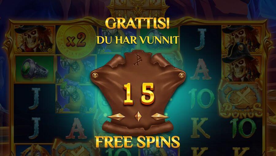 15 free spins i Pirate Multi Coins. 