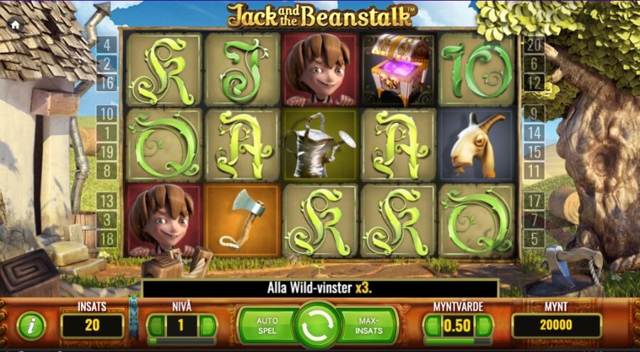 Huvudspelet i Jack and the Beanstalk av NetEnt. 
