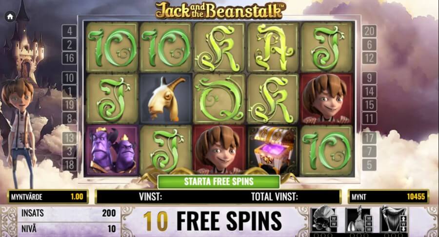 Free spins i Jack and the Beanstalk. 