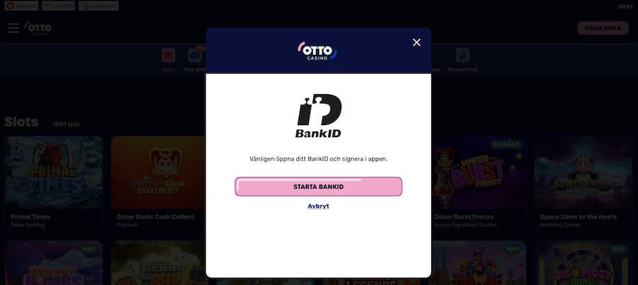 Otto Casino erbjuder BankID