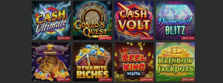 Temabilder från 8 populära slots från Red Tiger.